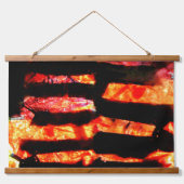 Helles orangefarbenes Holzklappenband, Streifen Wandteppich Mit Holzrahmen (Vorne)