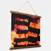 Helles orangefarbenes Holzklappenband, Streifen Wandteppich Mit Holzrahmen (Gewinkelt)