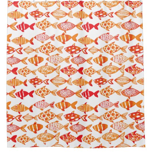 Helles Orangefarbenes Wasserfarbenmuster Duschvorhang (Vorderseite)