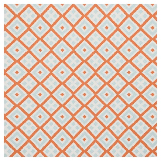 Helles Orangenmuster, hellgrau-grünes Blau-Quadrat Stoff (Muster)