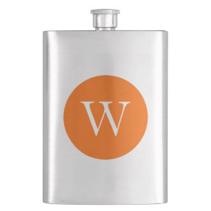 Helles oranges Kreis-Monogramm Flachmann
