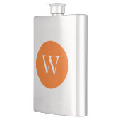 Helles oranges Kreis-Monogramm Flachmann (Links)