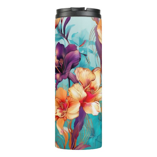 Helles Orchid floral Name benutzerdefinierten Gesc Thermosbecher (Rückseite)