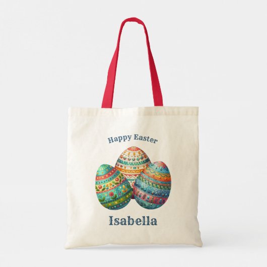 Helles Ostereier Jagen Frühlingsblumen Individuell Tragetasche (Rückseite)