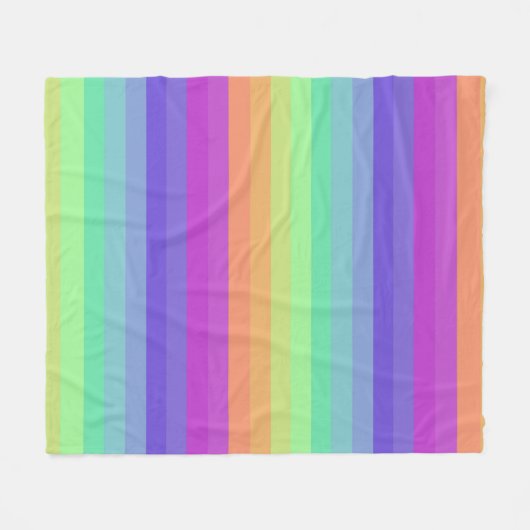 Helles Pastel Rainbow Stripe Fleece Blanket (Vorderseite (Horizontal))