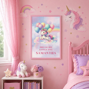 Helles Pastell-Einhorn Magischer Tag Mädchen Gebur Poster