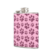 Helles Pastellrosa-Hundetatzen-Druckmuster Flachmann (Links)