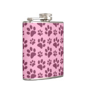Helles Pastellrosa-Hundetatzen-Druckmuster Flachmann (Rechts)