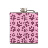 Helles Pastellrosa-Hundetatzen-Druckmuster Flachmann (Rückseite)