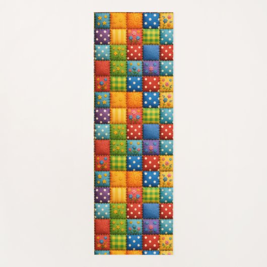 Helles Patchwork Quilt Design in Regenbogenfarben Yogamatte (Vorderseite)