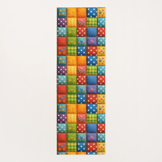 Helles Patchwork Quilt Design in Regenbogenfarben Yogamatte (Rückseite)
