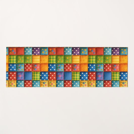 Helles Patchwork Quilt Design in Regenbogenfarben Yogamatte (Vorderseite (Horizontal))