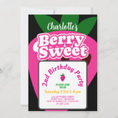 Helles Pink Erdbeere Berry Süßer Geburtstag Einladung (Vorderseite)