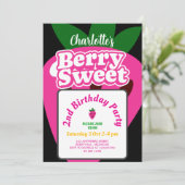 Helles Pink Erdbeere Berry Süßer Geburtstag Einladung (Stehend Vorderseite)