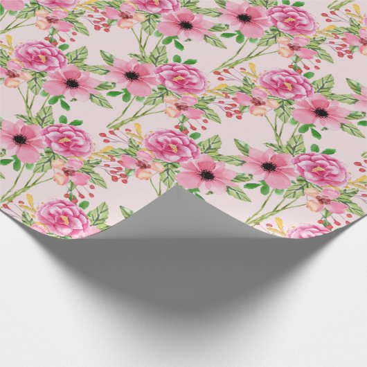 Helles Pink | Rosa Blume Papier Geschenkpapier (Ecke)
