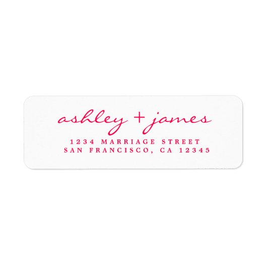 Helles Pink Script Elegant Hochzeit Rücksendeadres (Vorne)
