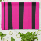 Helles Pink und schwarzes gestreiftes Muster Geschirrtuch (Gefaltet)