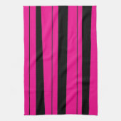 Helles Pink und schwarzes gestreiftes Muster Geschirrtuch (Vertikal)