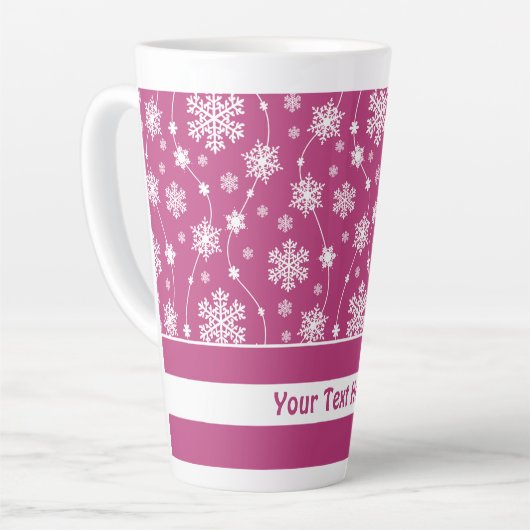 Helles Pink und Winter White Snowflake Muster Milchtasse (Linke Ecke)