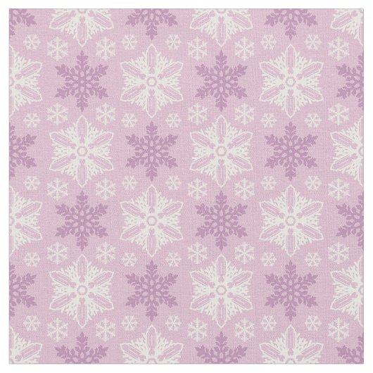 Helles Pink und Winter White Snowflake Muster Stoff (Nahaufnahme)