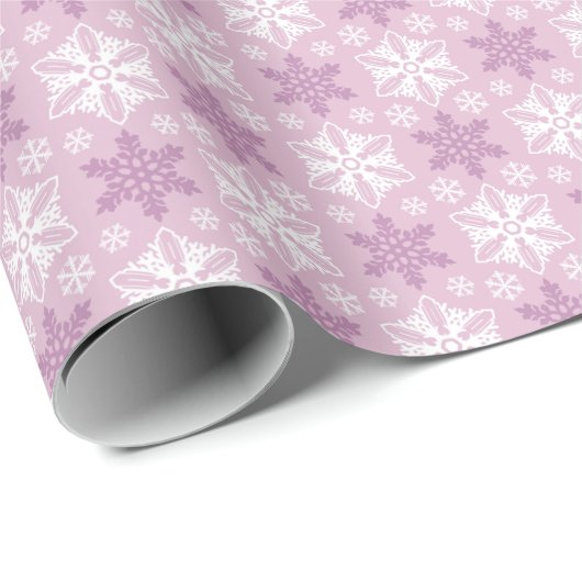 Helles Pink und Winterweißes Schneeflockenmuster Geschenkpapier (Rolleneckpunkt)