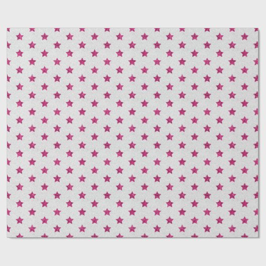 Helles Pink & White Imitate Glitzer Star Pattern Geschenkpapier (Flach)
