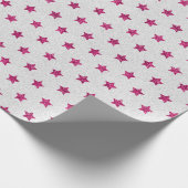 Helles Pink & White Imitate Glitzer Star Pattern Geschenkpapier (Ecke)
