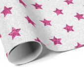 Helles Pink & White Imitate Glitzer Star Pattern Geschenkpapier (Rolleneckpunkt)