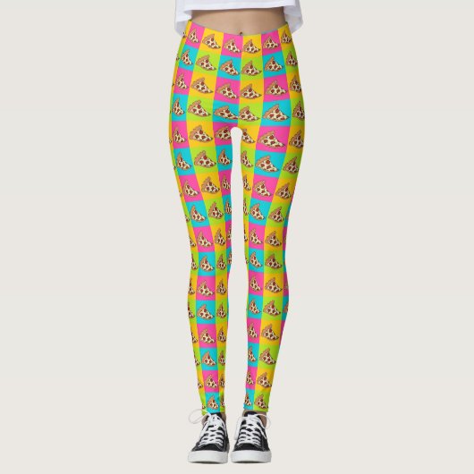 Helles Pizzaslicdesign Leggings (Vorderseite)