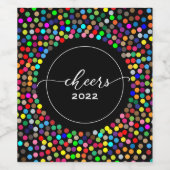 Helles Polka Dots CHEERS Silvester Weinetikett (Einzelnes Label)