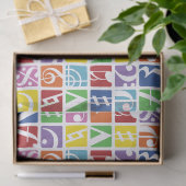 Helles Pop Art Colors Music Symbols Muster Seidenpapier (Geschenk)