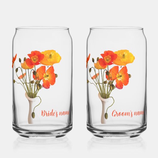 Helles Poppy Hochzeitsgeschenk Dosenglas (Vorderseite)