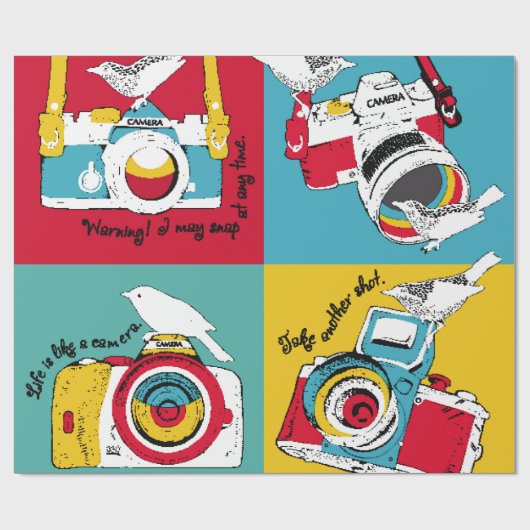 Helles Poster im Stil der Pop-Kunst mit Bild oder Geschenkpapier (Flach)