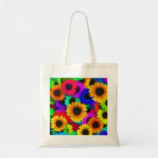 Helles psychedelisches Blumen-Kinderhippy-Muster Tragetasche (Vorne)