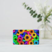 Helles psychedelisches Blumen-Kinderhippy-Muster Visitenkarte (Stehend Vorderseite)