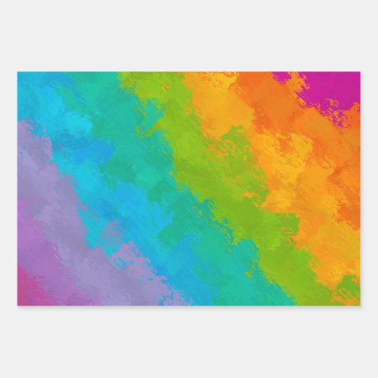 Helles Rainbow Birthday Wrapping Paper Geschenkpapier Set (Vorderseite 2)