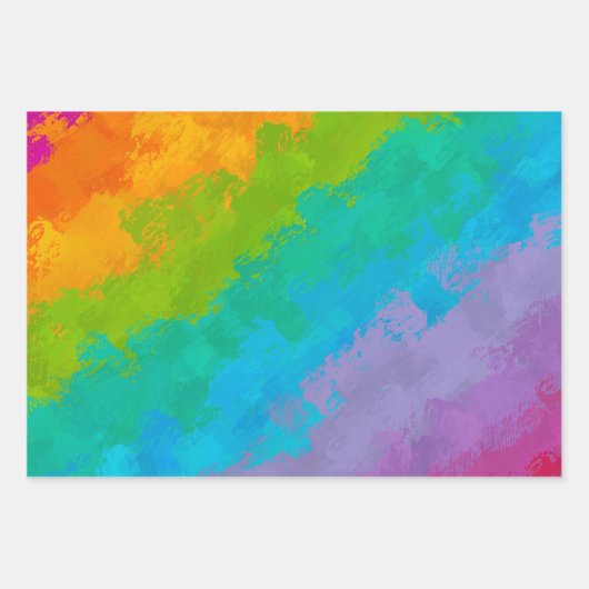Helles Rainbow Birthday Wrapping Paper Geschenkpapier Set (Vorderseite)