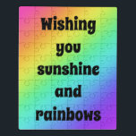 Helles Rainbow Gradient Jigsaw Puzzle<br><div class="desc">Schönes und buntes Geschenk mit Regenbogenfarben und einem fröhlichen Wunsch. Perfekt erhalten gut Geschenk! Designed in beautiful Washington Staat,  USA,  von einem unabhängigen Künstler.</div>