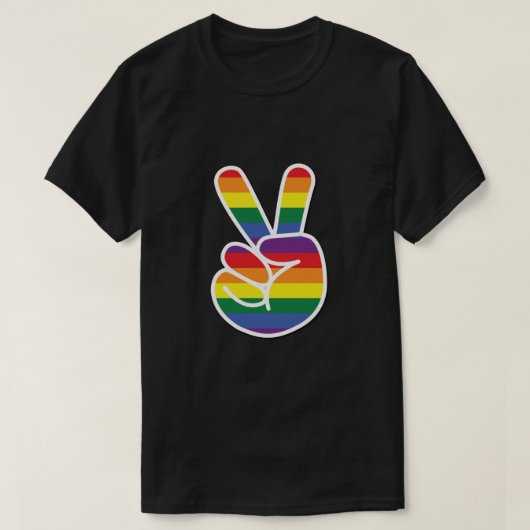 Helles Rainbow Pride Peace Sign T-Shirt (Design vorne)