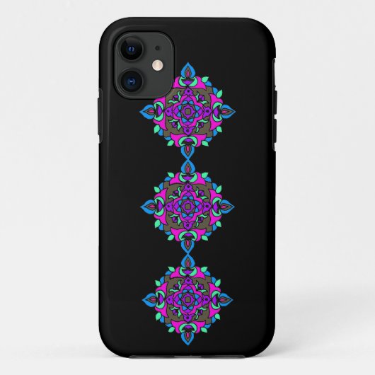 Helles Rangoli Muster auf schwarzem Hintergrund Case-Mate iPhone Hülle (Rückseite)