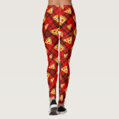 Helles Red Christmas tartan Pizza Muster w Text Leggings (Rückseite)