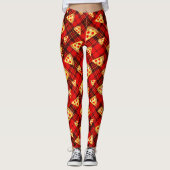 Helles Red Christmas tartan Pizza Muster w Text Leggings (Vorderseite)