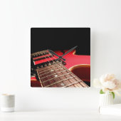 Helles Red Electric Gitarren-Foto Quadratische Wanduhr (Zuhause)