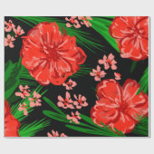 Helles Red Floral Christmas Design Geschenkpapier (Flach)