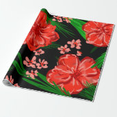 Helles Red Floral Christmas Design Geschenkpapier (Ungerollt)