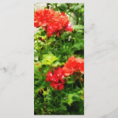 Helles Red Geraniums Wedding Menu Menükarte (Rückseite)