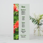 Helles Red Geraniums Wedding Menu Menükarte (Stehend Vorderseite)