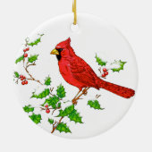 Helles Red Holiday Kardinal Keramik Ornament (Hinten)