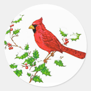 Helles Red Holiday Kardinal Runder Aufkleber