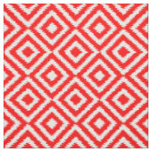 Helles Red Ikat Diamond Squares Mosaikkunstmuster Stoff (Muster)